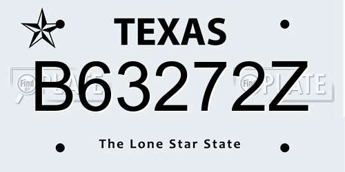 B63272Z Texas License Plate