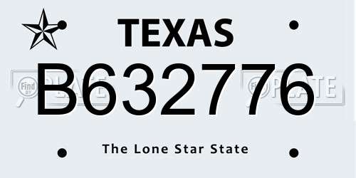 B632776 Texas License Plate