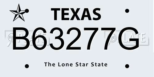 B63277G Texas License Plate
