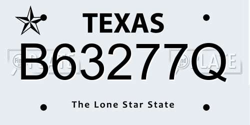 B63277Q Texas License Plate