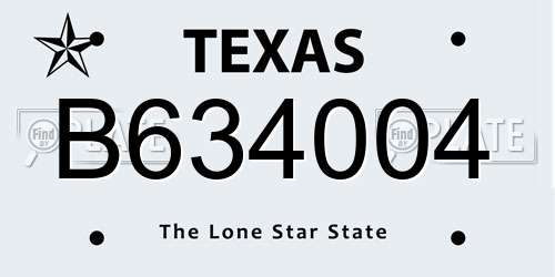 B634004 Texas License Plate