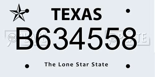 B634558 Texas License Plate