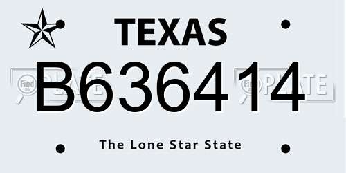 B636414 Texas License Plate