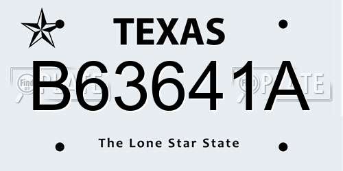 B63641A Texas License Plate