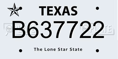 B637722 Texas License Plate