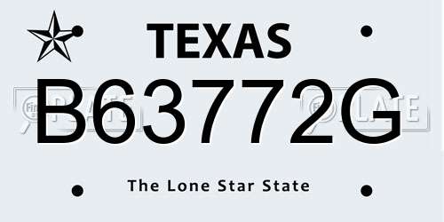 B63772G Texas License Plate