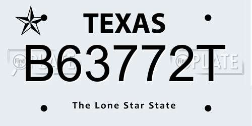 B63772T Texas License Plate