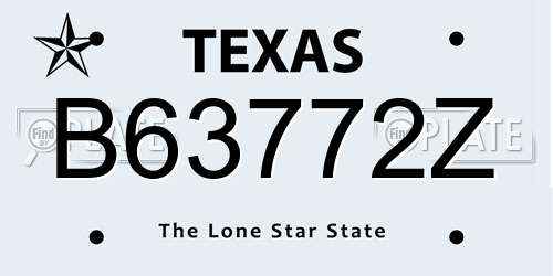 B63772Z Texas License Plate
