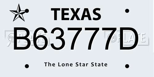 B63777D Texas License Plate