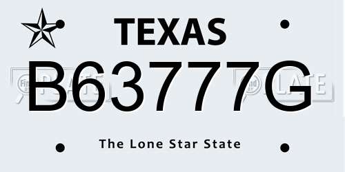 B63777G Texas License Plate