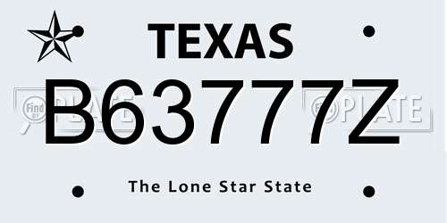 B63777Z Texas License Plate