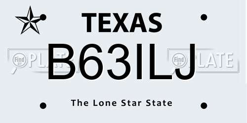 B63ILJ Texas License Plate