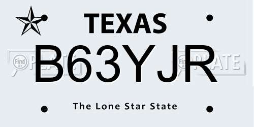 B63YJR Texas License Plate