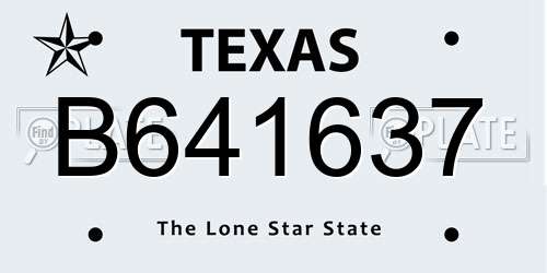 B641637 Texas License Plate