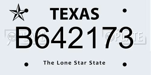 B642173 Texas License Plate
