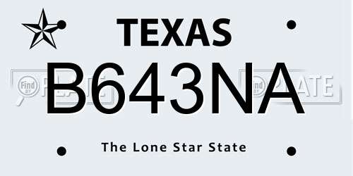 B643NA Texas License Plate