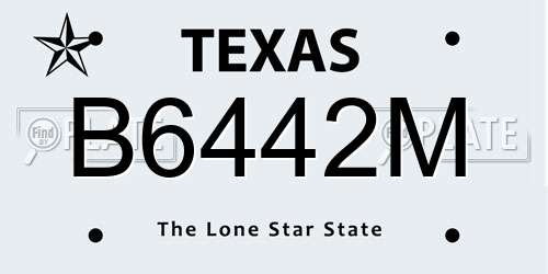 B6442M Texas License Plate