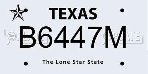B6447M Texas License Plate