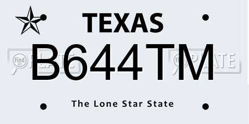 B644TM Texas License Plate