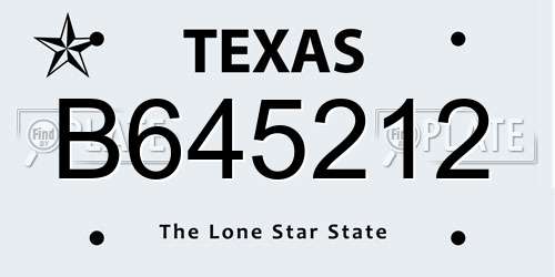 B645212 Texas License Plate