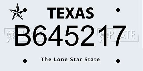 B645217 Texas License Plate