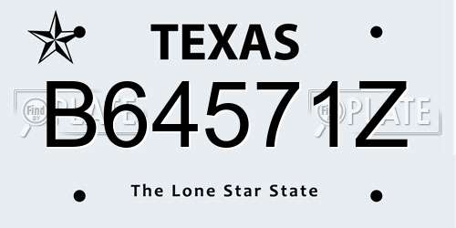 B64571Z Texas License Plate