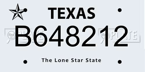 B648212 Texas License Plate