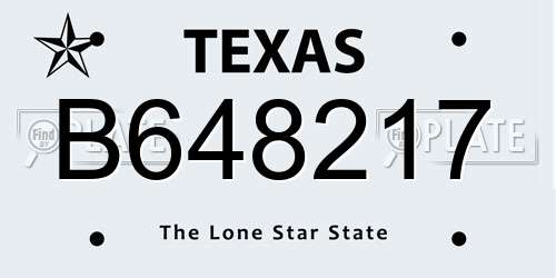 B648217 Texas License Plate