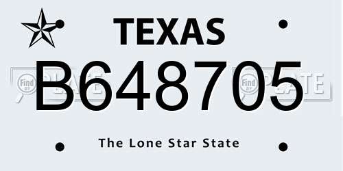 B648705 Texas License Plate