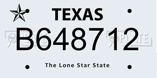 B648712 Texas License Plate