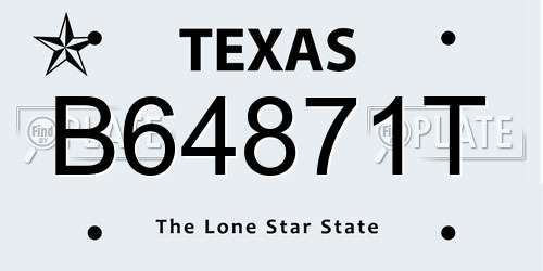 B64871T Texas License Plate
