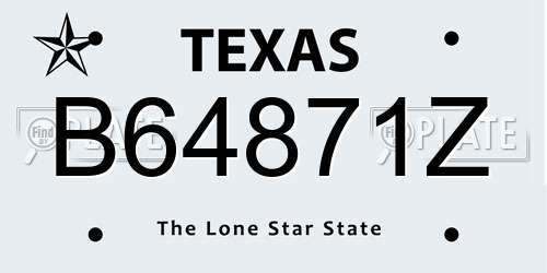 B64871Z Texas License Plate