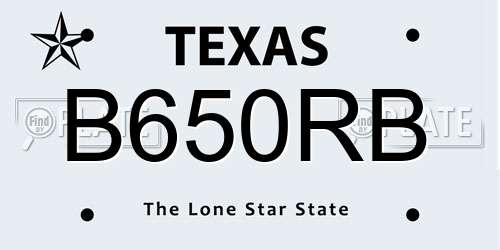 B650RB Texas License Plate