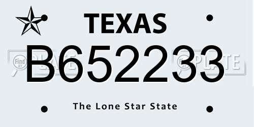 B652233 Texas License Plate