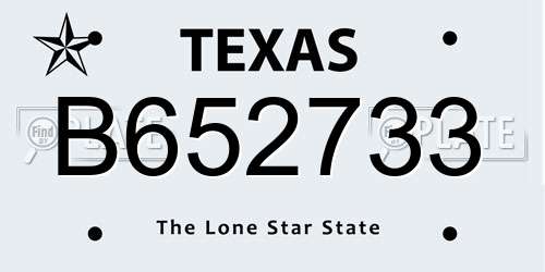B652733 Texas License Plate