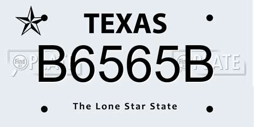 B6565B Texas License Plate