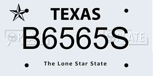 B6565S Texas License Plate