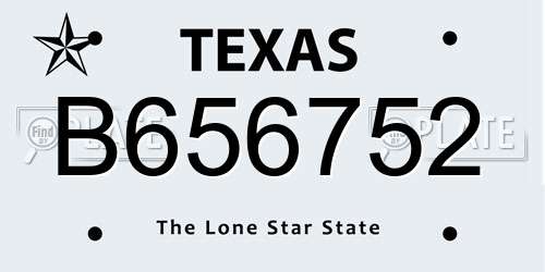 B656752 Texas License Plate