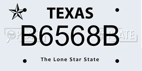 B6568B Texas License Plate