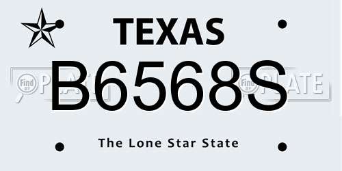 B6568S Texas License Plate