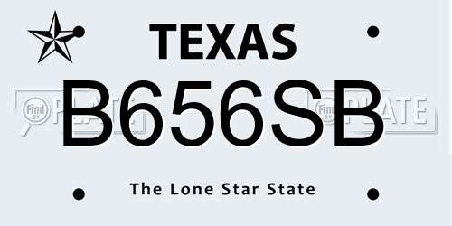 B656SB Texas License Plate