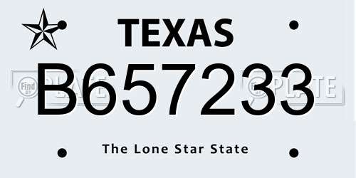 B657233 Texas License Plate