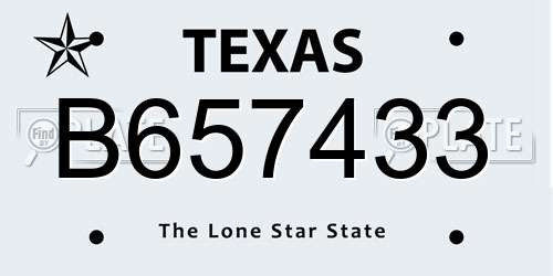 B657433 Texas License Plate