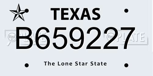 B659227 Texas License Plate