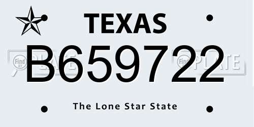 B659722 Texas License Plate
