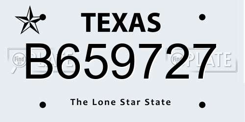 B659727 Texas License Plate