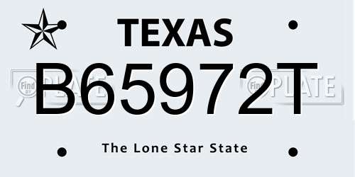 B65972T Texas License Plate