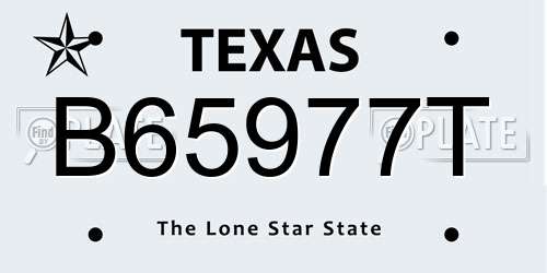 B65977T Texas License Plate