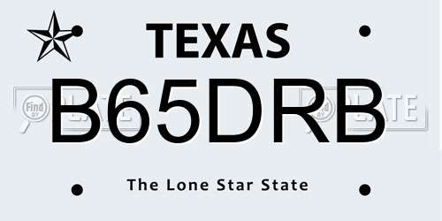 B65DRB Texas License Plate