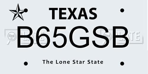 B65GSB Texas License Plate